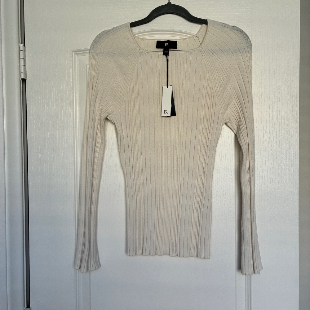 *NEW*Banana Republic Women's Ribbed L Sleeve Top Bell Sleeve, Size L, Off-White